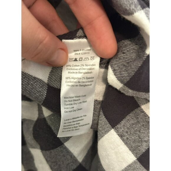 Jach's Girlfriend Black White Buffalo Plaid Women's Small Comfort Stretch Button - Picture 5 of 9